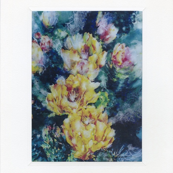 Cactus Flower Print In Lightweight Presentation Mat - Prickly Pear - Picture 3 of 5